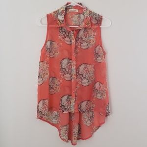 Glam Dollz Sugar Skull Pink Blouse